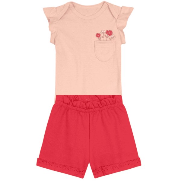 Conjunto Body Ribana Jacquard e Shorts Moletinho