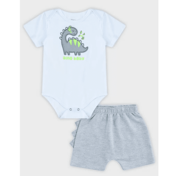 Conjunto Bebê Menino Boca Grande Dino Branco