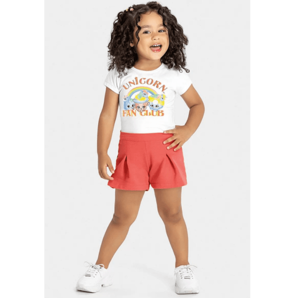 Conjunto Infantil Menina Boca Grande Unicorn Branco