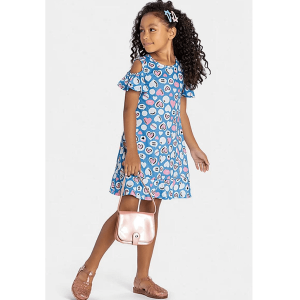 Vestido Infantil Boca Grande Malha River Azul