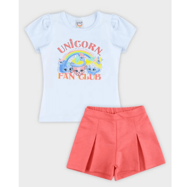 Conjunto Infantil Menina Boca Grande Unicorn Branco - Image 4