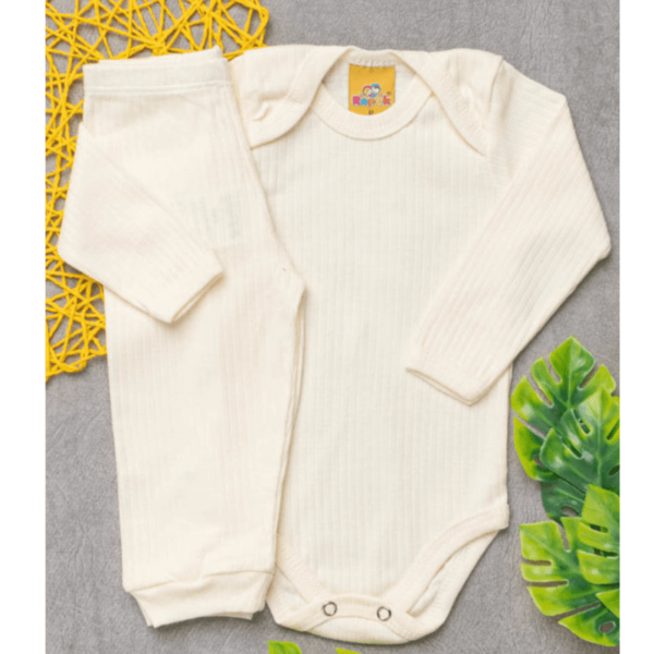 CONJUNTO CANELADO LONGO AMARELO PÉROLA