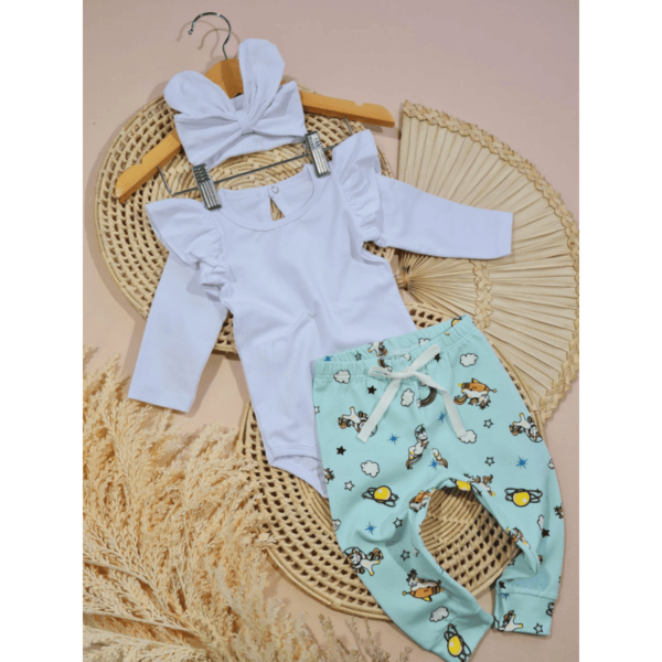 Conjunto Body Fru-fru Branco Unicórnio