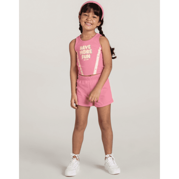 Conjunto Regata Cropped Malha e Shorts Moletinho