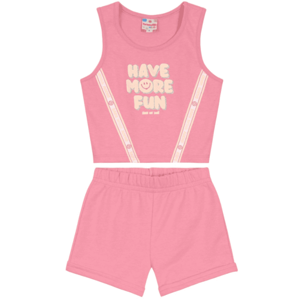 Conjunto Regata Cropped Malha e Shorts Moletinho - Image 2