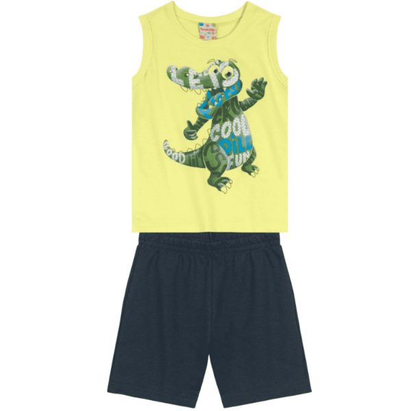 Conjunto Regata Malha e Bermuda Moletinho