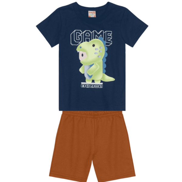 Conjunto Camiseta Malha e Bermuda Moletinho Brandili