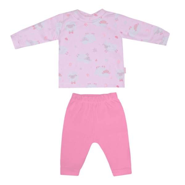 Conjunto Pijama Bebê Menina Microsoft Sheep Rosa Miniclo