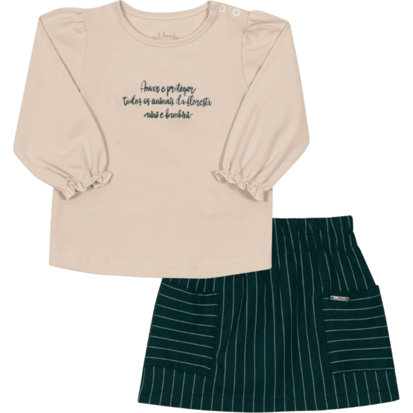CONJUNTO BLUSA E SHORTS SAIA FEMININO BEBÊ