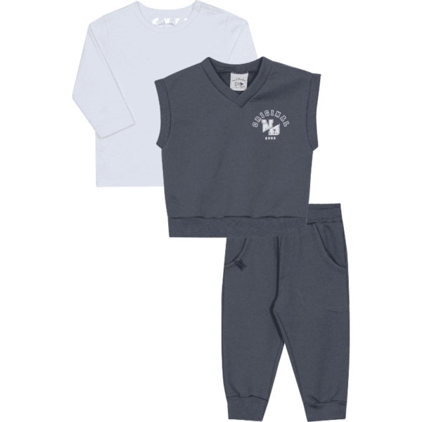 CONJUNTO CAMISETA, COLETE E CALÇA MASCULINO BEBÊ