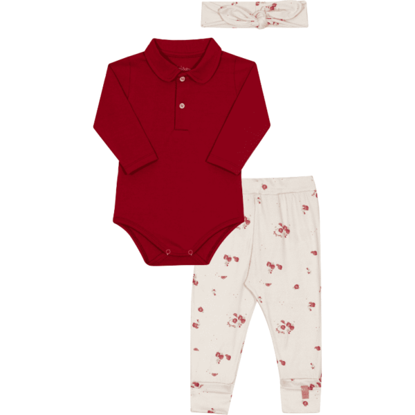 CONJUNTO BODY, CALÇA E TIARA FEMININO BEBÊ
