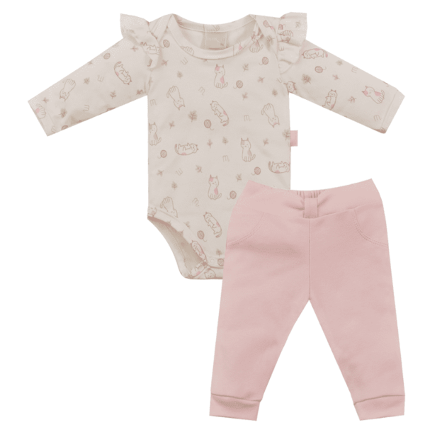 CONJUNTO BODY FEMININO GATINHA ROSA