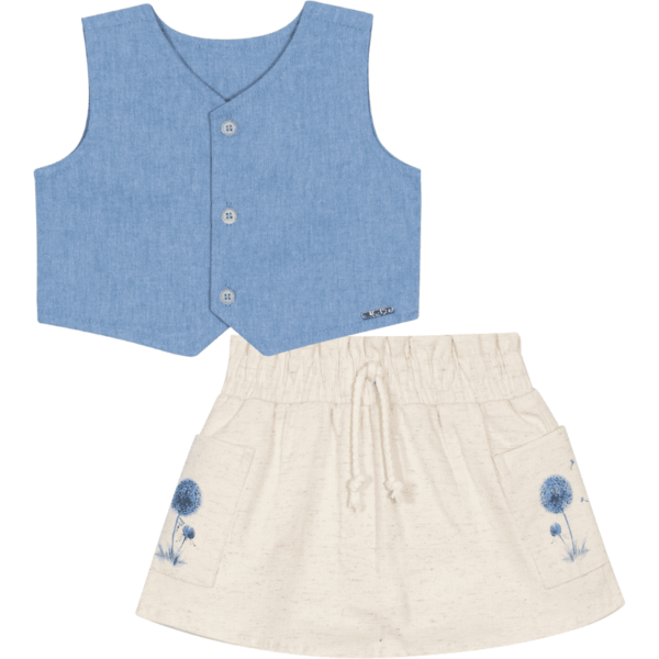 CONJUNTO COLETE E SAIA COM SHORTS
